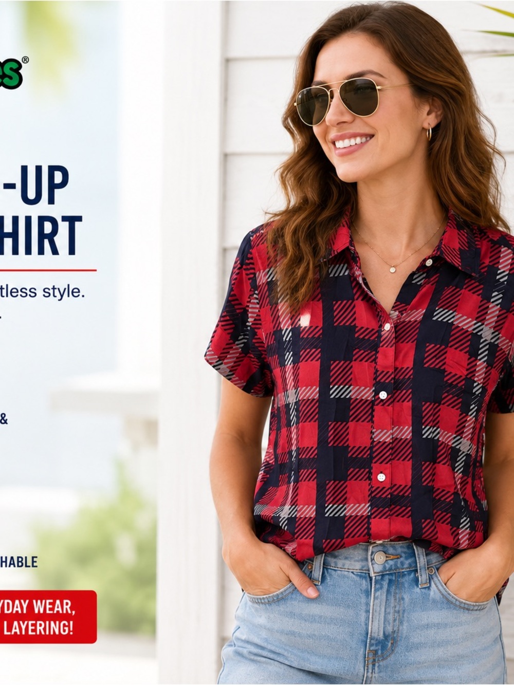 Tipsy Elves Red and Black Plaid Button-Up